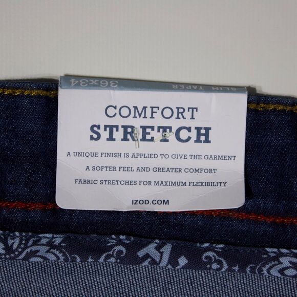 NWT Izod Comfort Stretch Waistband Slim Tapered Jeans Men Size 36x32 (Tag 36x34) - Picture 11 of 14